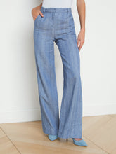 Load image into Gallery viewer, L&#39;AGENCE - Livvy Straight Leg Trouser - Slate Blue Pinstripe Pant
