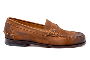 Martin Dingman - 2nd Amendment Suede Leather Penny Loafers - Tobacco