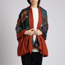 Load image into Gallery viewer, Sabina Savage - The Snow Lion Cashmere Lined Stole - Turquoise/Saffron
