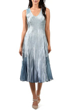 Load image into Gallery viewer, Komarov - Chiffon &amp; Charmeuse Midi Dress with Ruffle Jacket - Ocean Blue Ombre
