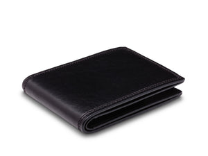 Bosca - Small Leather Bifold Wallet- Black