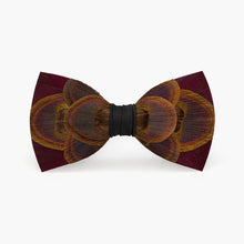 Load image into Gallery viewer, Brackish - Marsh Bow Tie - Burgundy Peacock Feathers
