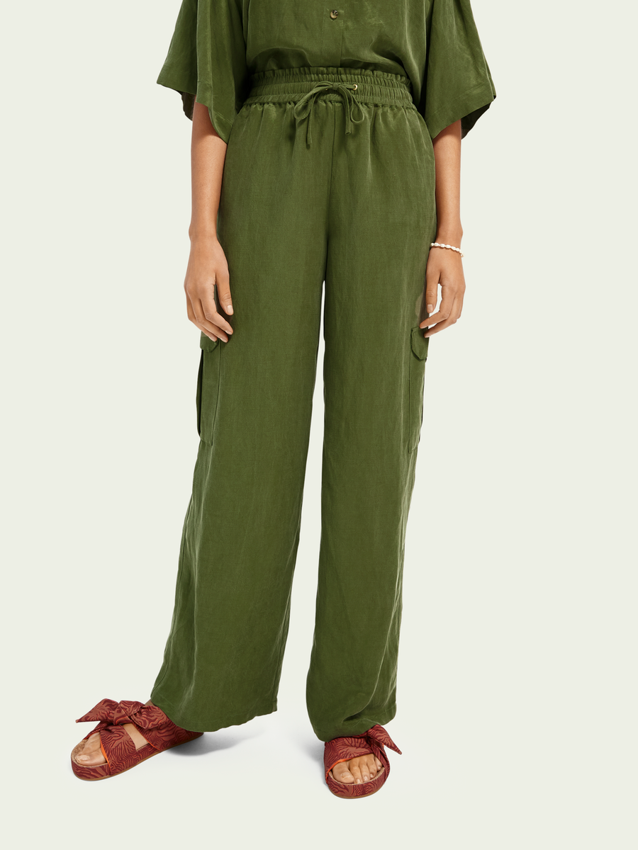 Scotch and Soda- Linen Cargo Pants- Army Green – Shooze Boutique Kingston