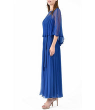 Load image into Gallery viewer, Komarov - Sunburst Pleated Caplet Gown - Navy
