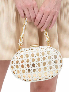 SIMKHAI - Sol Macrame Leather Clutch - White