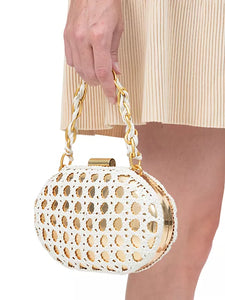 SIMKHAI - Sol Macrame Leather Clutch - White