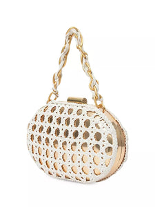 SIMKHAI - Sol Macrame Leather Clutch - White