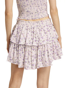 Love Shack Fancy - Ruffle Mini Skirt - Lilac Bloom