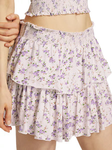 Love Shack Fancy - Ruffle Mini Skirt - Lilac Bloom