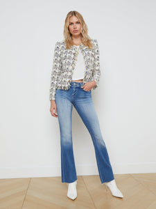 L'Agence - Angelina Jacket - Ivory Multi Tweed Plaid