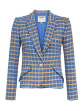Load image into Gallery viewer, L&#39;AGENCE - Jennah Cropped Blazer - Blue Horizon/Gold Plaid
