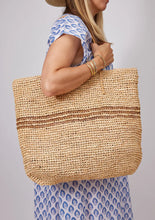 Load image into Gallery viewer, Hat Attack - Luxe Stripe Tote - Natural/Tobacco
