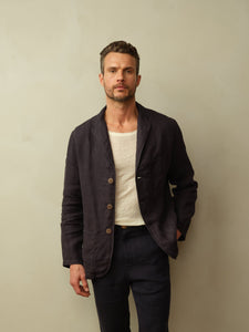 Road to Nowhere - Mens Biarritz Linen Blazer - Navy