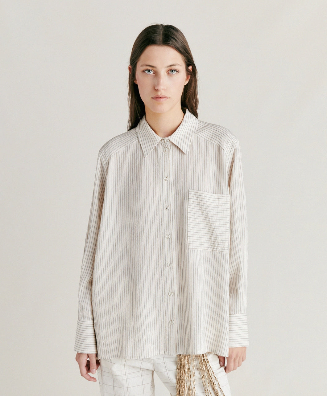 Momoni - Aura Striped Shirt - Cream & Caramel