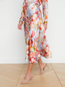 L'AGENCE - Clarisa Bias Maxi Skirt - Multi Soft Cloud Floral