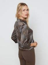 Load image into Gallery viewer, L&#39;Agence - Dani Blouse - Charcoal Multicolor Safari Scene
