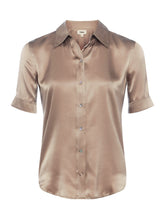 Load image into Gallery viewer, L&#39;AGENCE - Ellah Short Sleeve Silk  Blouse - Dark Cappuccino
