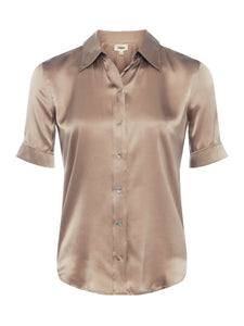 L'AGENCE - Ellah Short Sleeve Silk  Blouse - Dark Cappuccino