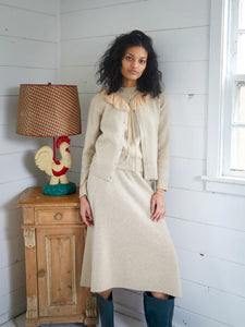 Lingua Franca - Brushed Wool A-Line Skirt - Linen