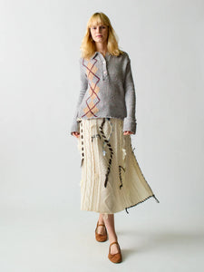 Lingua Franca - Jade Embellished Cable Knit Skirt - Ivory