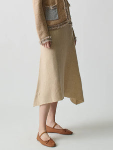 Lingua Franca - Brushed Wool A-Line Skirt - Linen