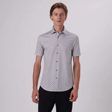 Load image into Gallery viewer, Bugatchi - Miles Geometric Print Ooohcotton Short Sleeve Shirt - Cement
