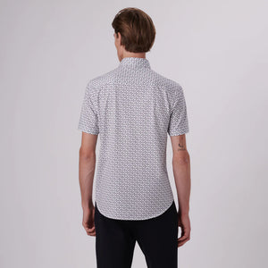Bugatchi - Miles Geometric Print Ooohcotton Short Sleeve Shirt - Cement