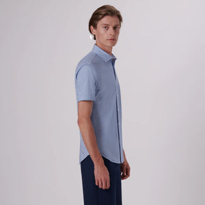 Bugatchi - Miles Parasol Print Ooocotton Short Sleeve Shirt - Air Blue