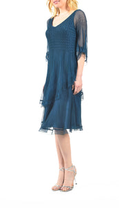 Komarov - Chiffon Tiered Dress - Moroccan Blue