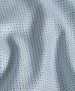 David Donahue - Hidden Button Down Shirt - Green & Sky Geometric Print