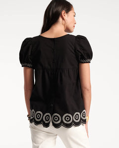 Frances Valentine - Whit Embroidered Top - Black & White