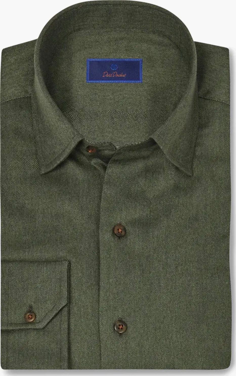 David Donahue - Classic Fit Supima Cotton Hidden Button Down Shirt - Hunter