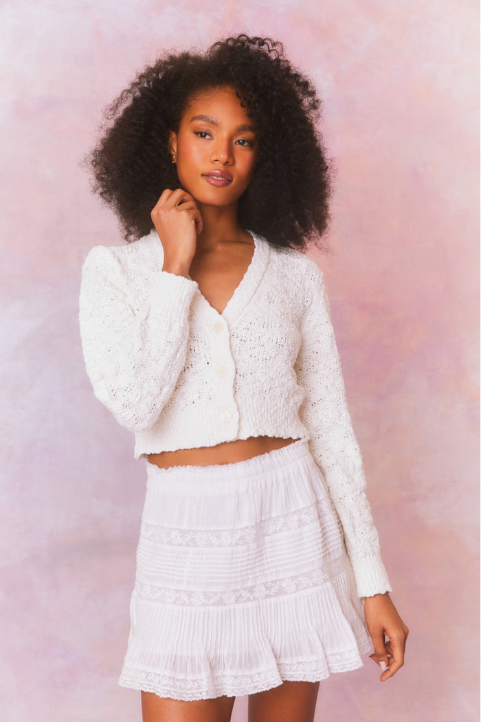 Love Shack Fancy - Hyacinth Knit Cardigan - White