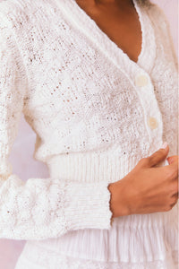 Love Shack Fancy - Hyacinth Knit Cardigan - White