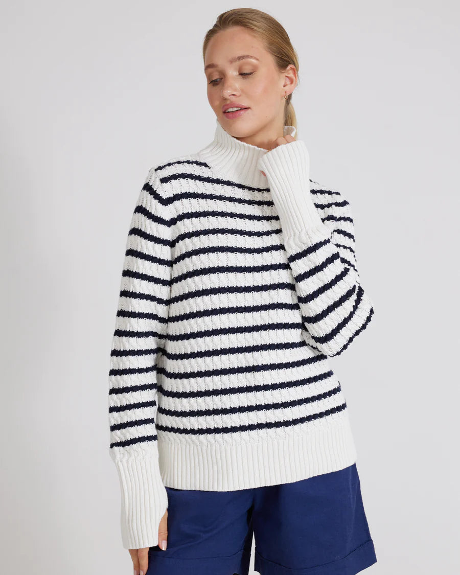 Holebrook - Leah Turtleneck Sweater - Off White/Navy
