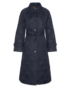 Barbour - Mariah Quilted Trench - Black/Muted Cabernet Tartan