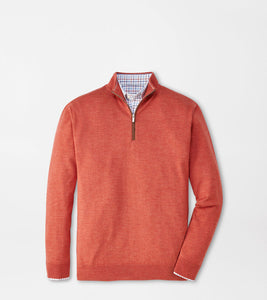 Peter Millar - Autumn Crest Suede Trim Quarter-Zip - Burnt Orange