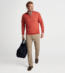 Peter Millar - Autumn Crest Suede Trim Quarter-Zip - Burnt Orange