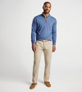 “Peter Millar - Autumn Crest Suede Trim Quarter-Zip - Regatta Blue