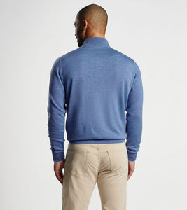 “Peter Millar - Autumn Crest Suede Trim Quarter-Zip - Regatta Blue