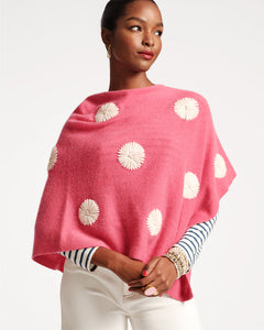 Frances Valentine - Le Petit Poncho w Embroidered Flowers - Pink/Oyster