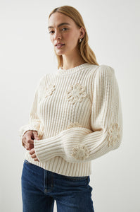 Rails - Romy Sweater - Ivory Crochet Daisies