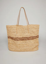 Load image into Gallery viewer, Hat Attack - Luxe Stripe Tote - Natural/Tobacco
