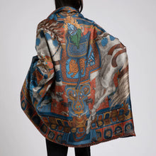 Load image into Gallery viewer, Sabina Savage - The Wind Horse Cashmere Lined Stole - Madder/Sky

