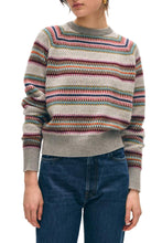 Load image into Gallery viewer, White + Warren - Cashmere Striped Multi Check Sweatshirt - Grey Combo
