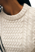 Load image into Gallery viewer, White + Warren - Cashmere Blend Fisherman Cable Crewneck - Ivory
