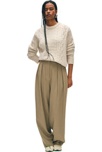 Load image into Gallery viewer, White + Warren - Cashmere Blend Fisherman Cable Crewneck - Ivory
