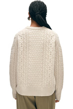 Load image into Gallery viewer, White + Warren - Cashmere Blend Fisherman Cable Crewneck - Ivory
