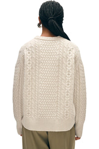 White + Warren - Cashmere Blend Fisherman Cable Crewneck - Ivory