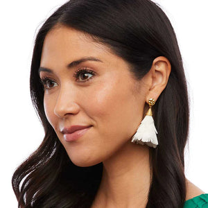 Brackish - Jane Petite Statement Earring - White Rooster Feathers